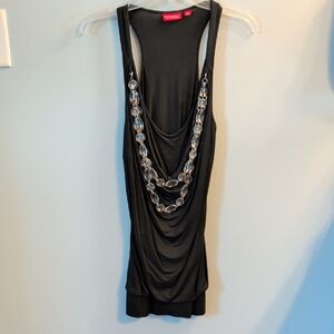 New York & Company Black Tank Top with Silver Chain Detail